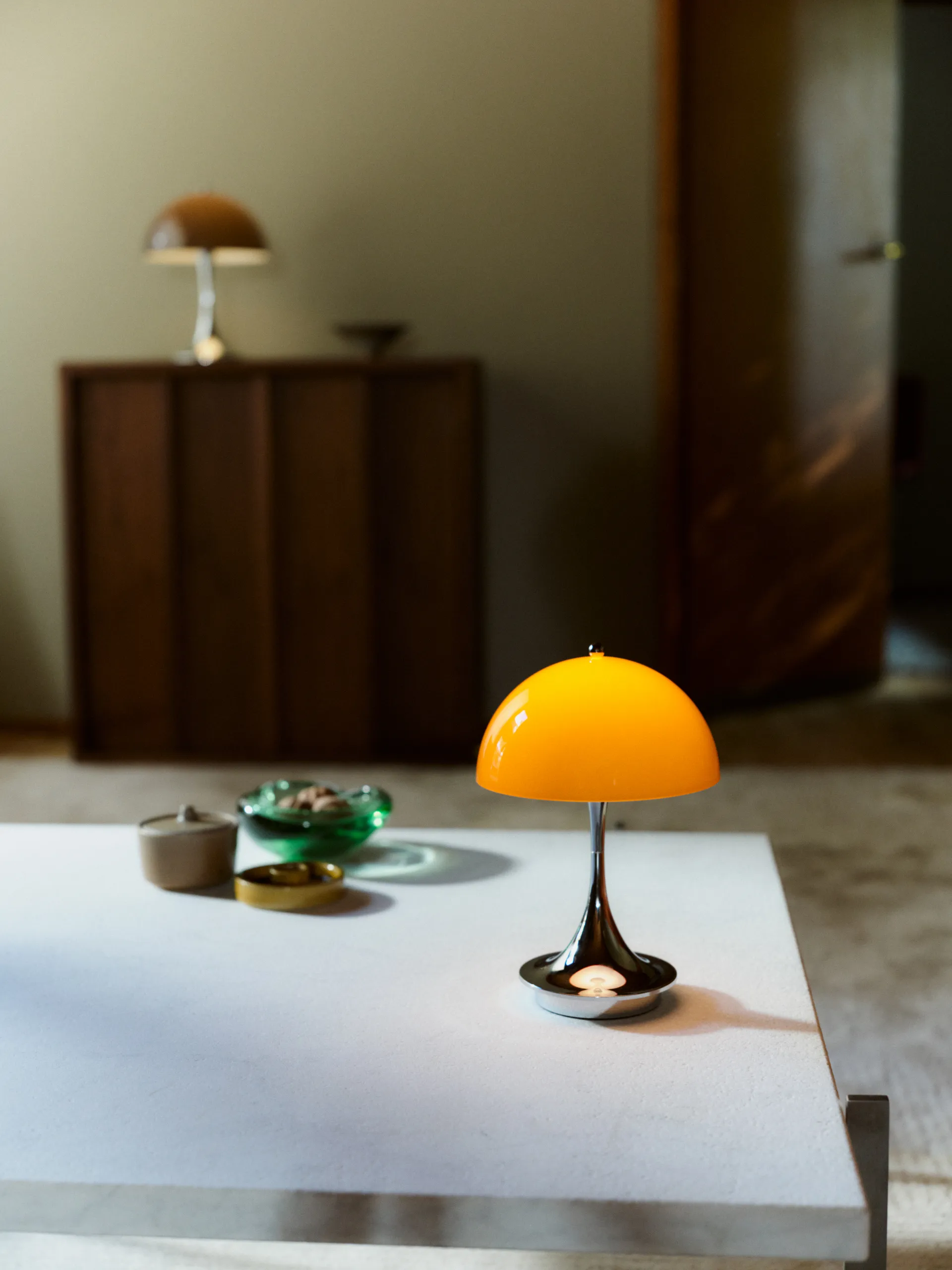 Panthella 160 Portable v3 table lamp, Original Opal Orange Louis Poulsen