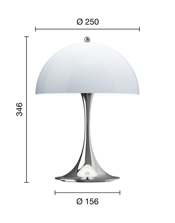 Panthella 250 portable table lamp - Chrome opal blue grey - Louis Poulsen