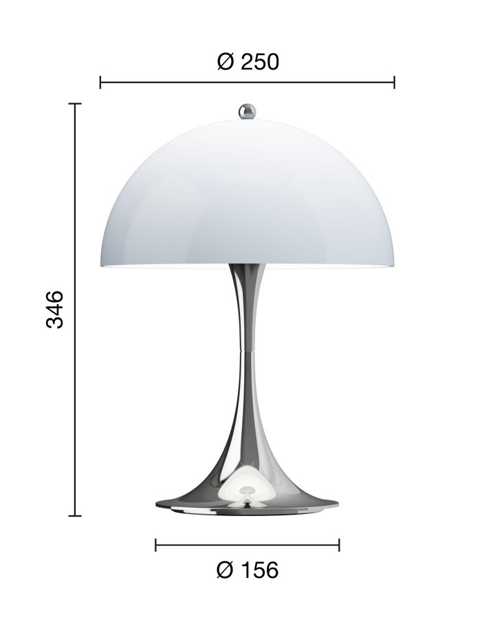 Panthella 250 portable table lamp, Chrome opal blue grey Louis Poulsen