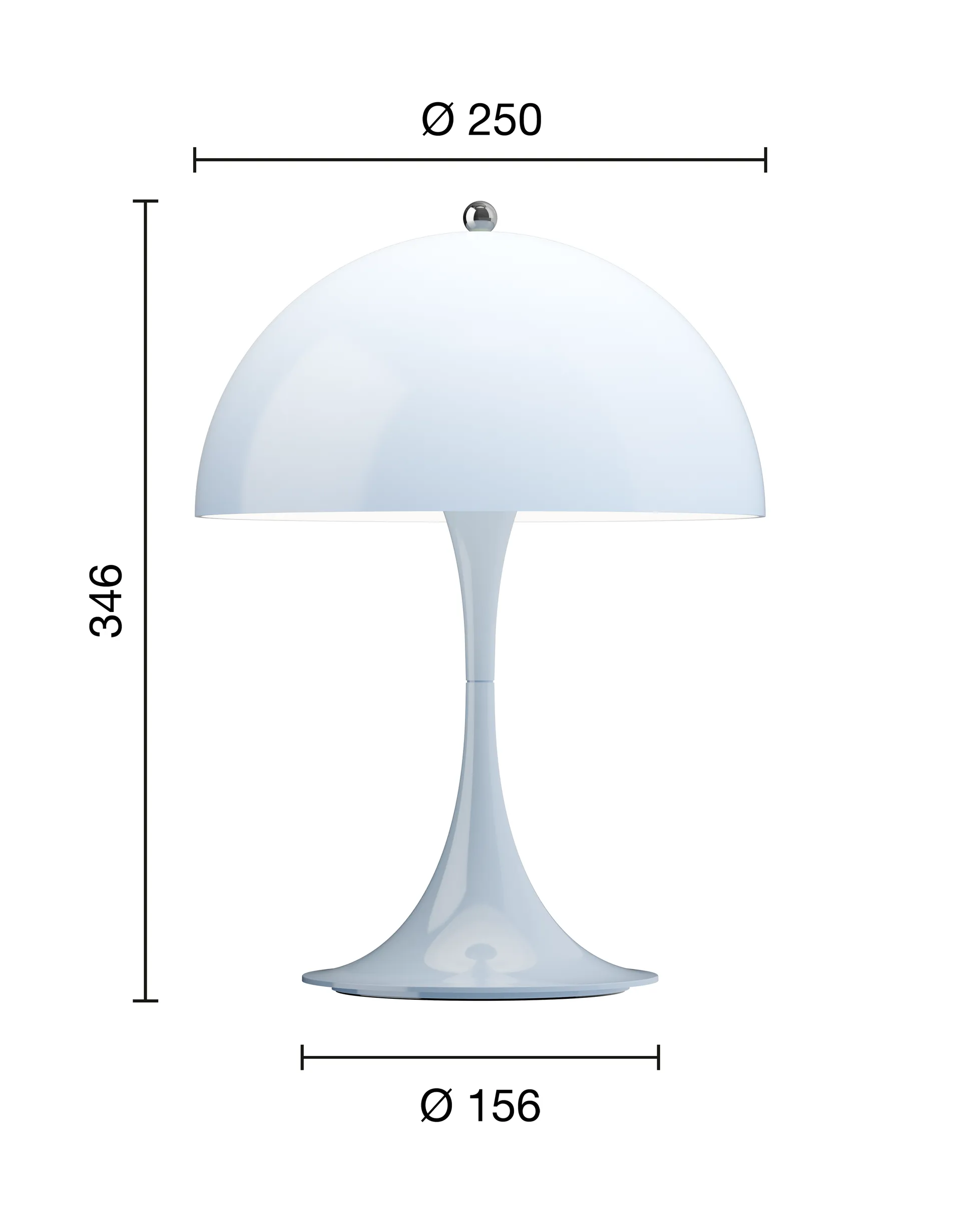 Panthella 250 portable table lamp, Opal pale blue Louis Poulsen