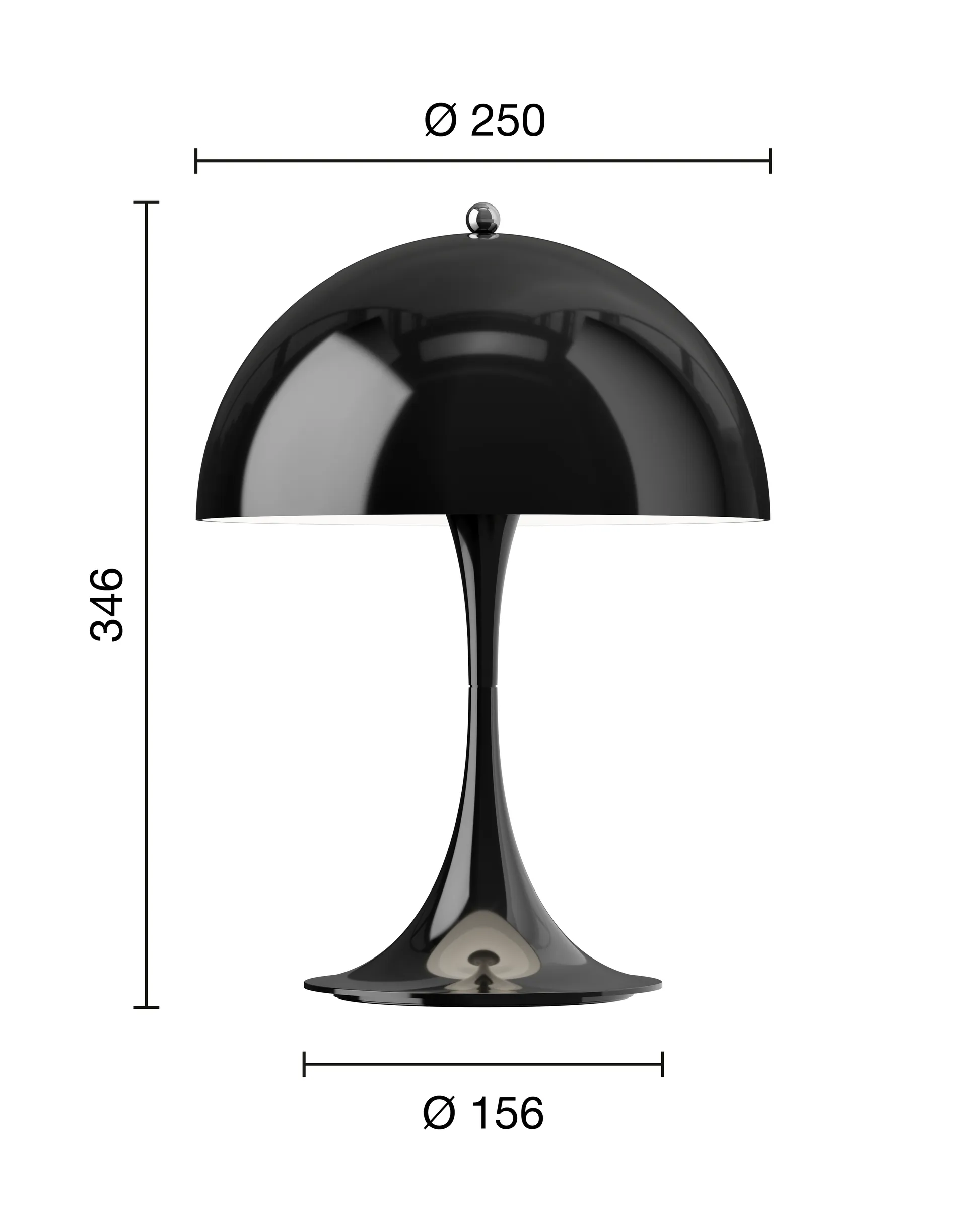 Panthella 250 portable table lamp, Opaque black Louis Poulsen