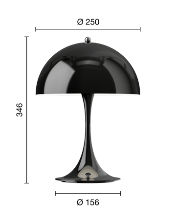 Panthella 250 portable table lamp - Opaque black - Louis Poulsen