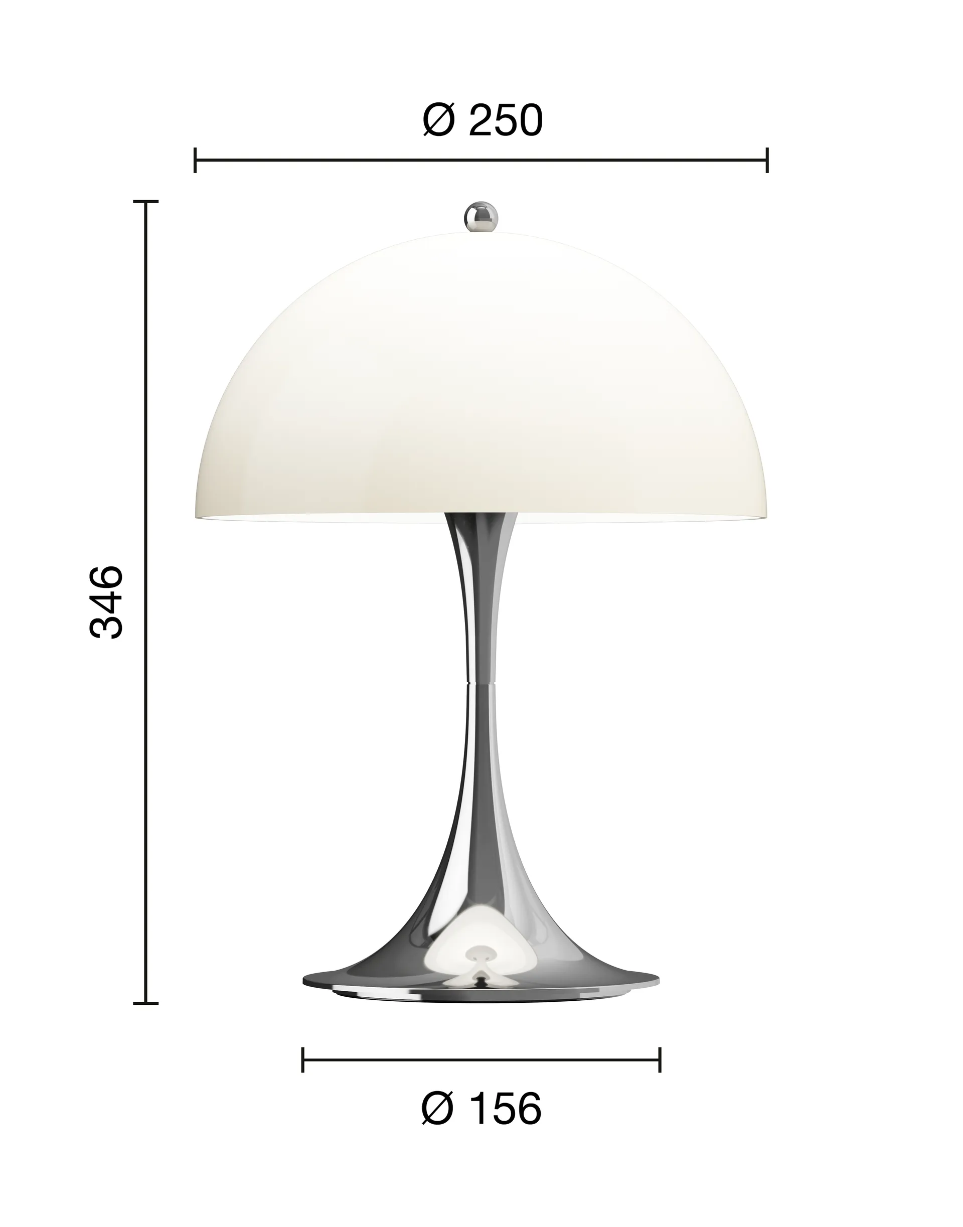 Panthella 250 portable table lamp V3, Chrome opal beige Louis Poulsen
