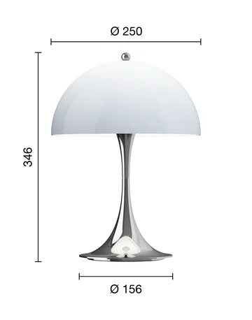 Panthella 250 portable table lamp V3 - Chrome opal blue grey - Louis Poulsen