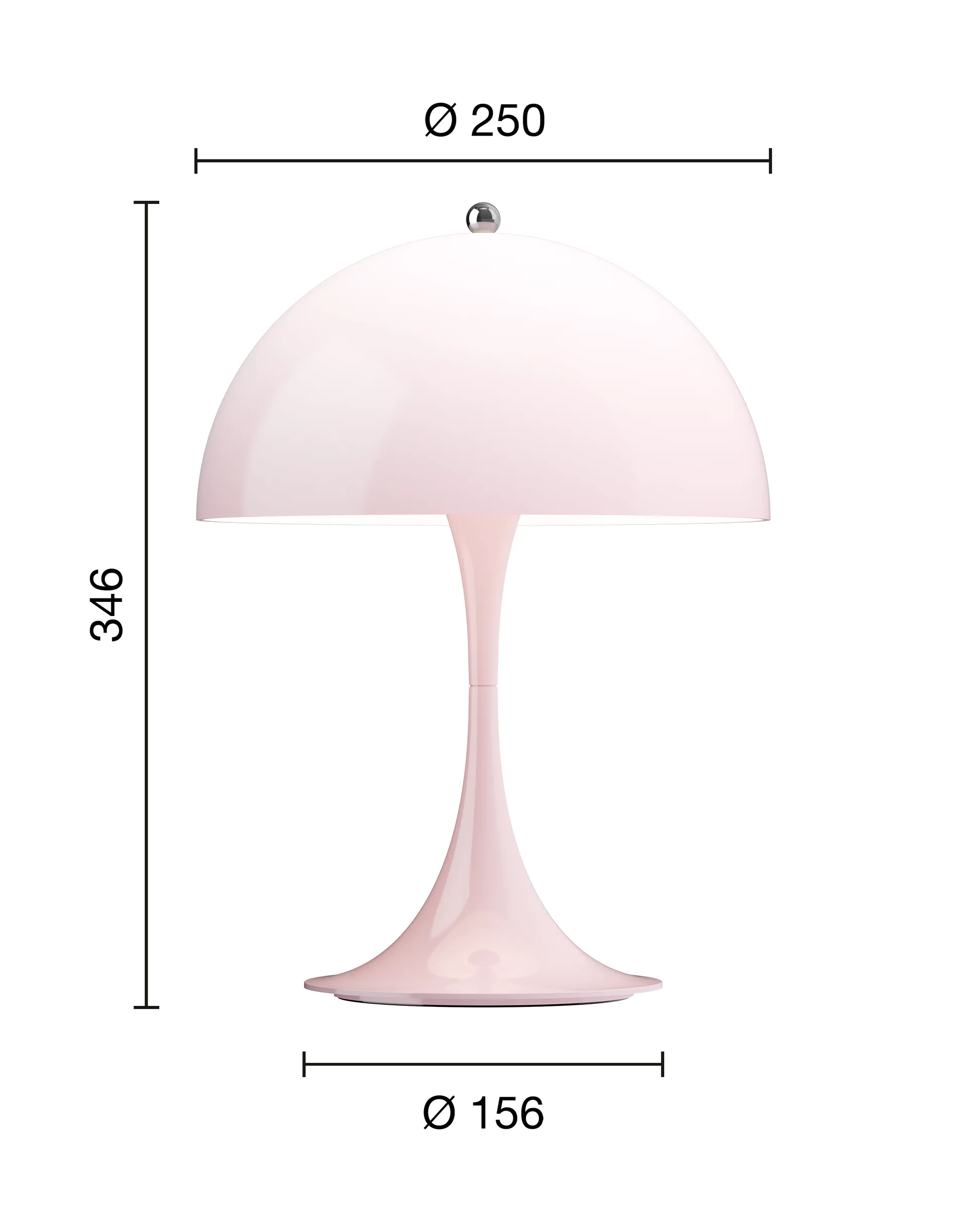 Panthella 250 portable table lamp V3, Opal pale rose Louis Poulsen