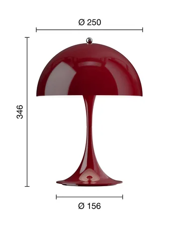 Panthella 250 portable table lamp V3 - Opaque burgundy - Louis Poulsen