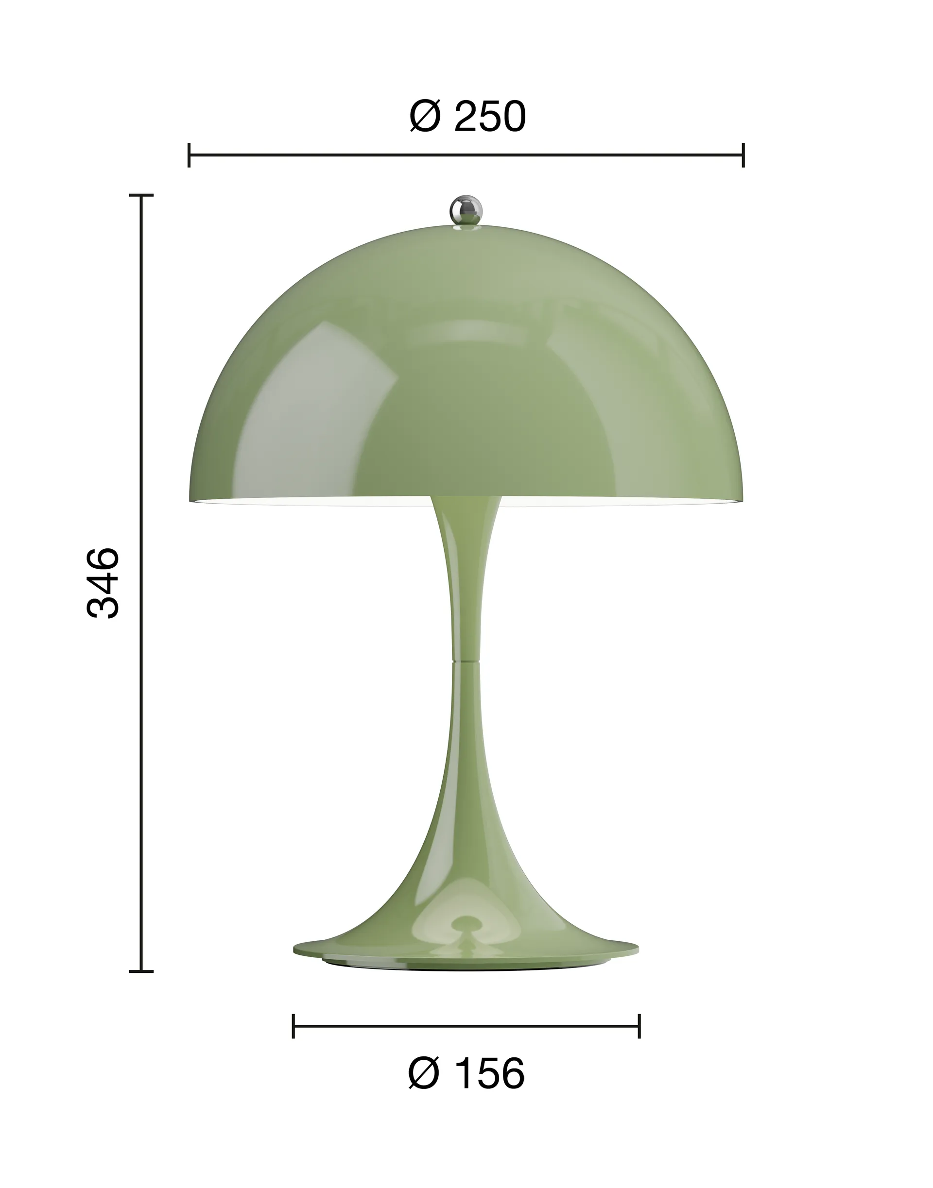 Panthella 250 portable table lamp V3, Opaque moss green Louis Poulsen