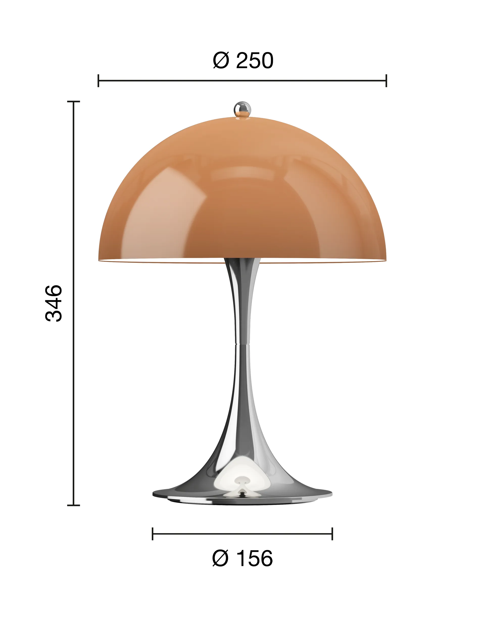 Panthella 250 portable table lamp V3, Original Opal Brown Louis Poulsen
