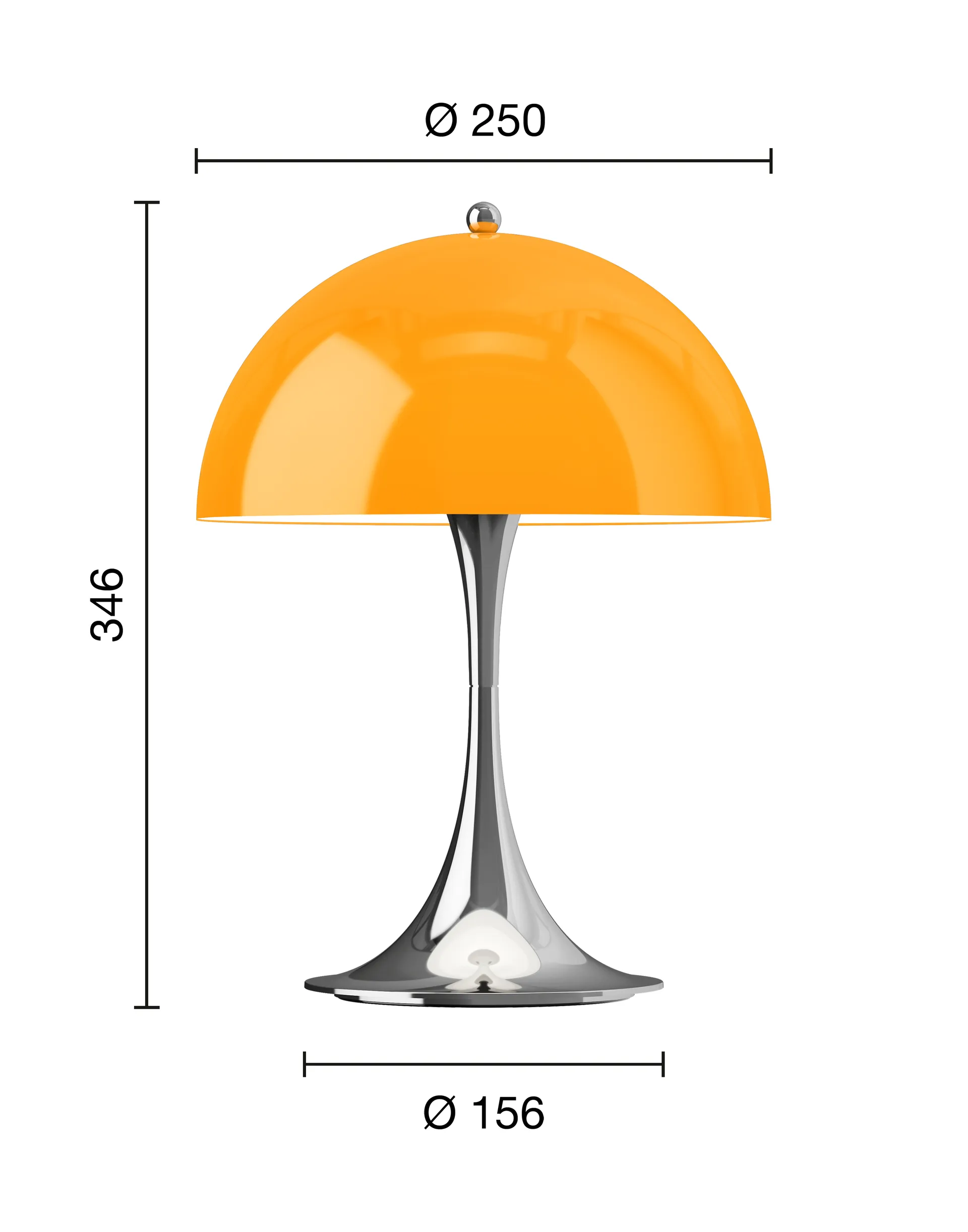 Panthella 250 portable table lamp V3, Original Opal Orange Louis Poulsen