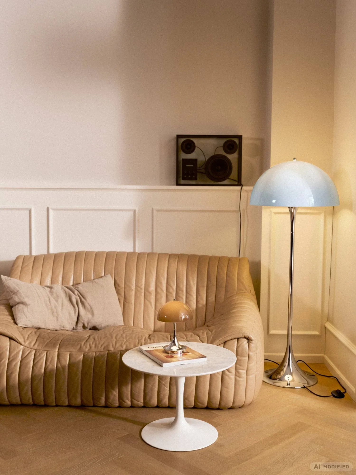Panthella 500 floor lamp, Original opal blue grey Louis Poulsen