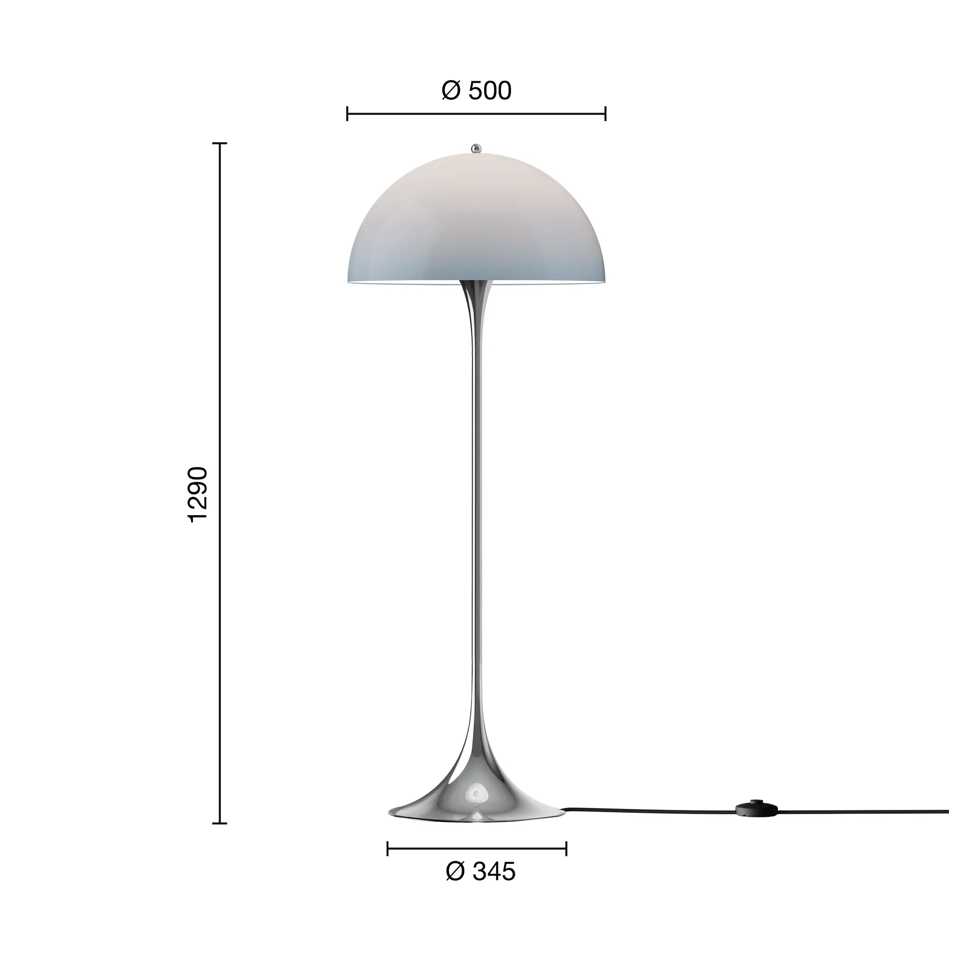 Panthella 500 floor lamp, Original opal blue grey Louis Poulsen