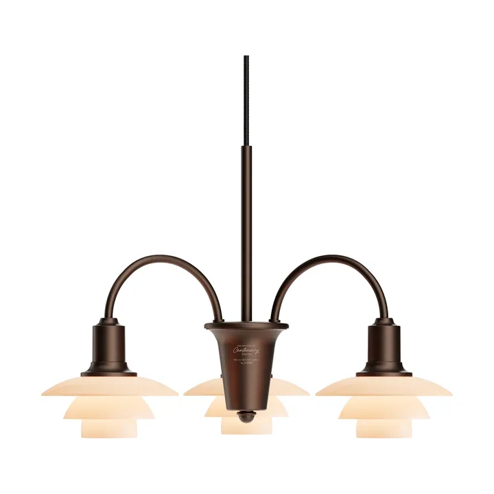 PH 1/1 Chandelier Centenary Edition chandelier - Brass-dusty terracotta, 3 arms - Louis Poulsen