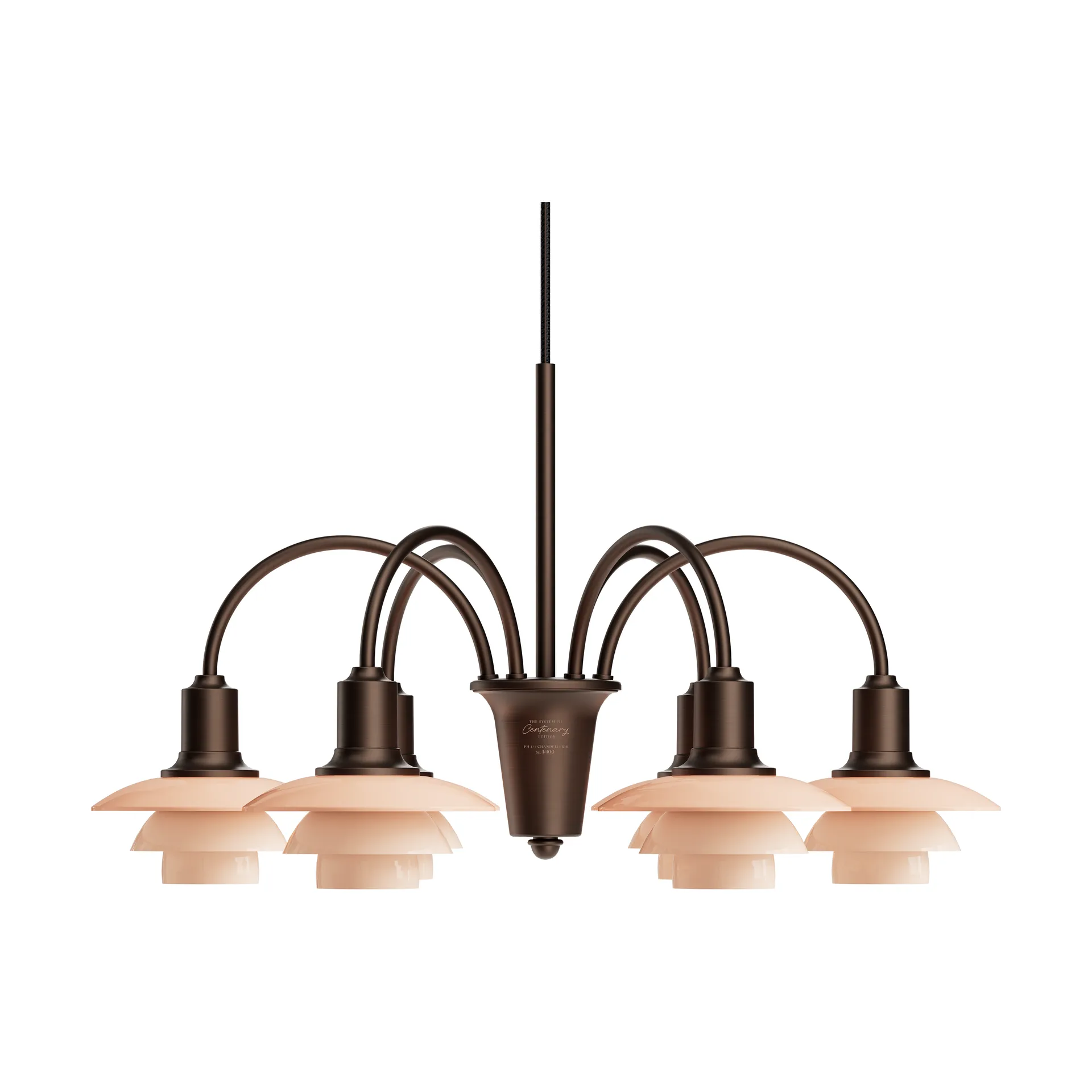 PH 1/1 Chandelier Centenary Edition chandelier, Brass-dusty terracotta, 6 arms Louis Poulsen