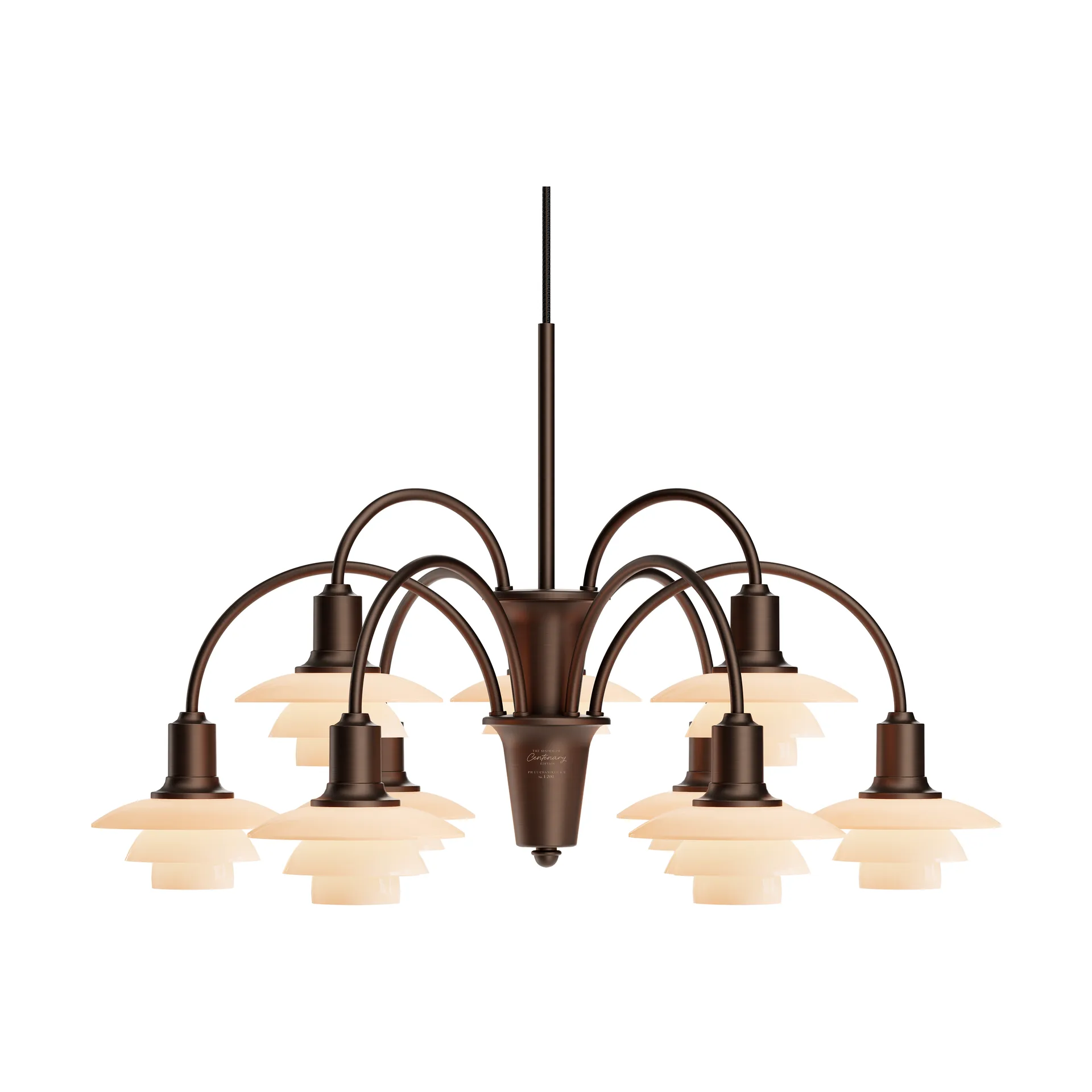 PH 1/1 Chandelier Centenary Edition chandelier, Brass-dusty terracotta, 9 arms Louis Poulsen
