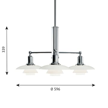 PH 2/1 chandelier - Chromed high gloss - Louis Poulsen