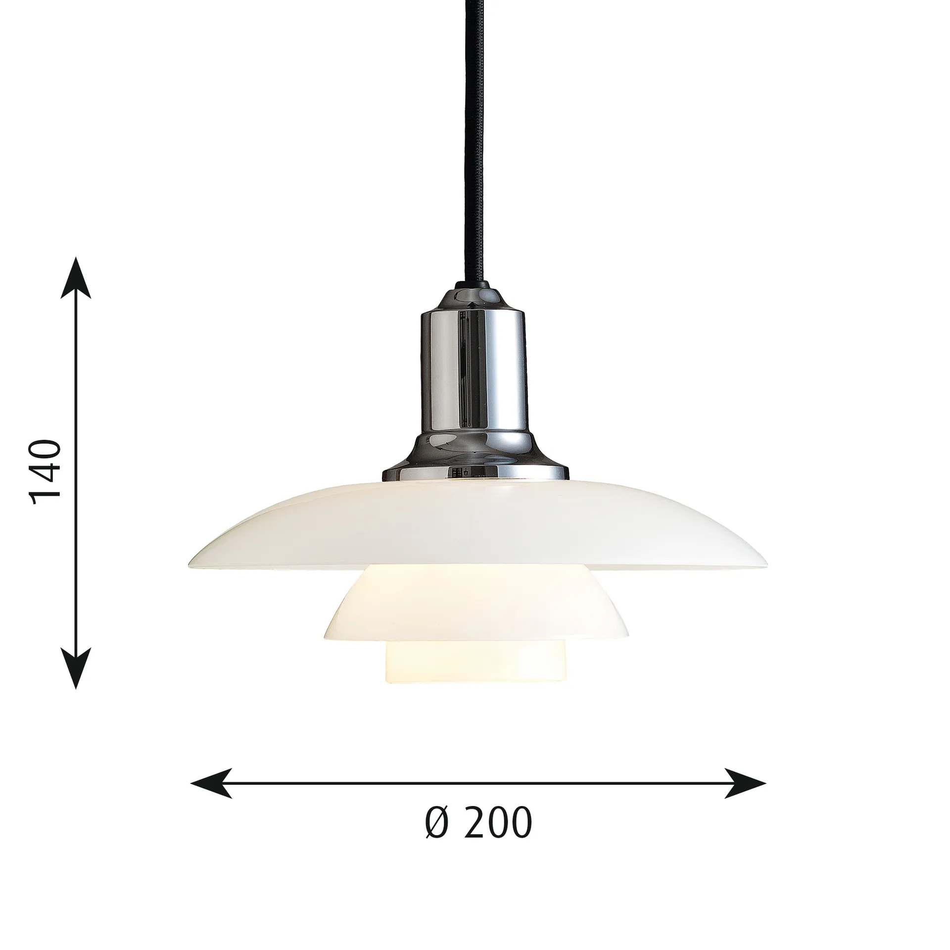 PH 2/1 pendant lamp, Chromed high gloss Louis Poulsen