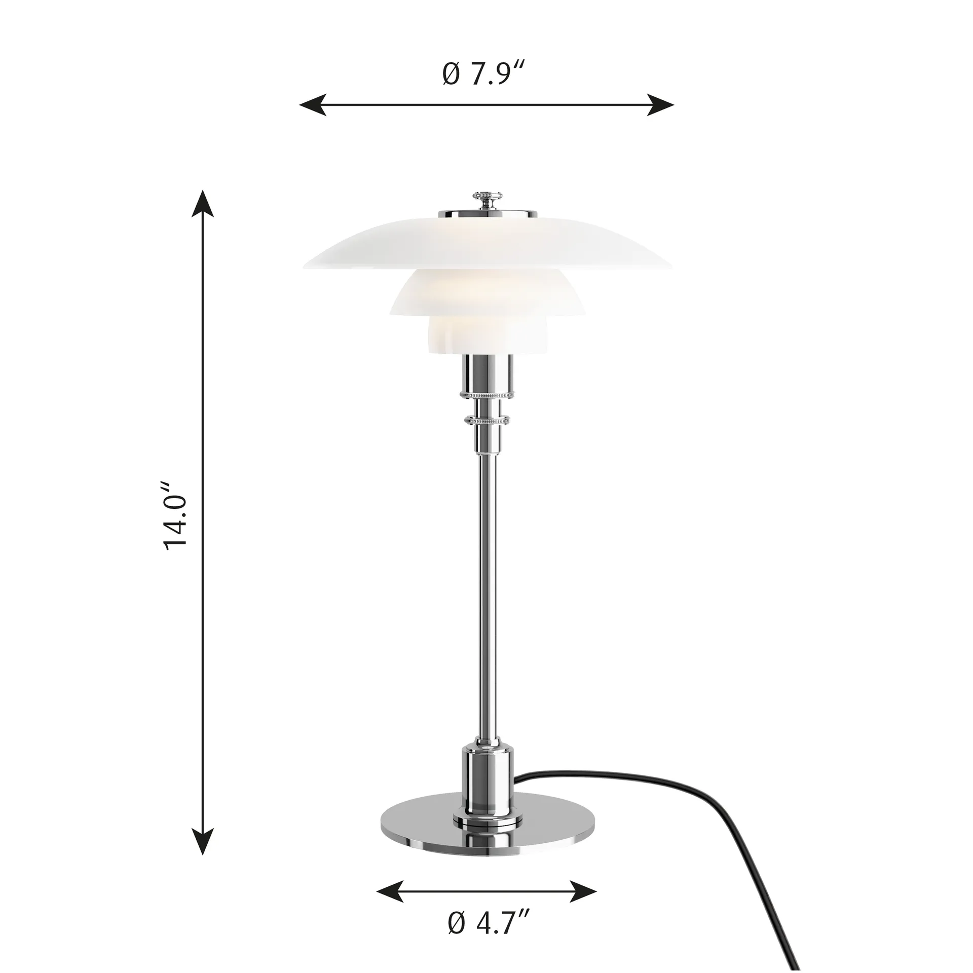 PH 2/1 table lamp, Chome Louis Poulsen