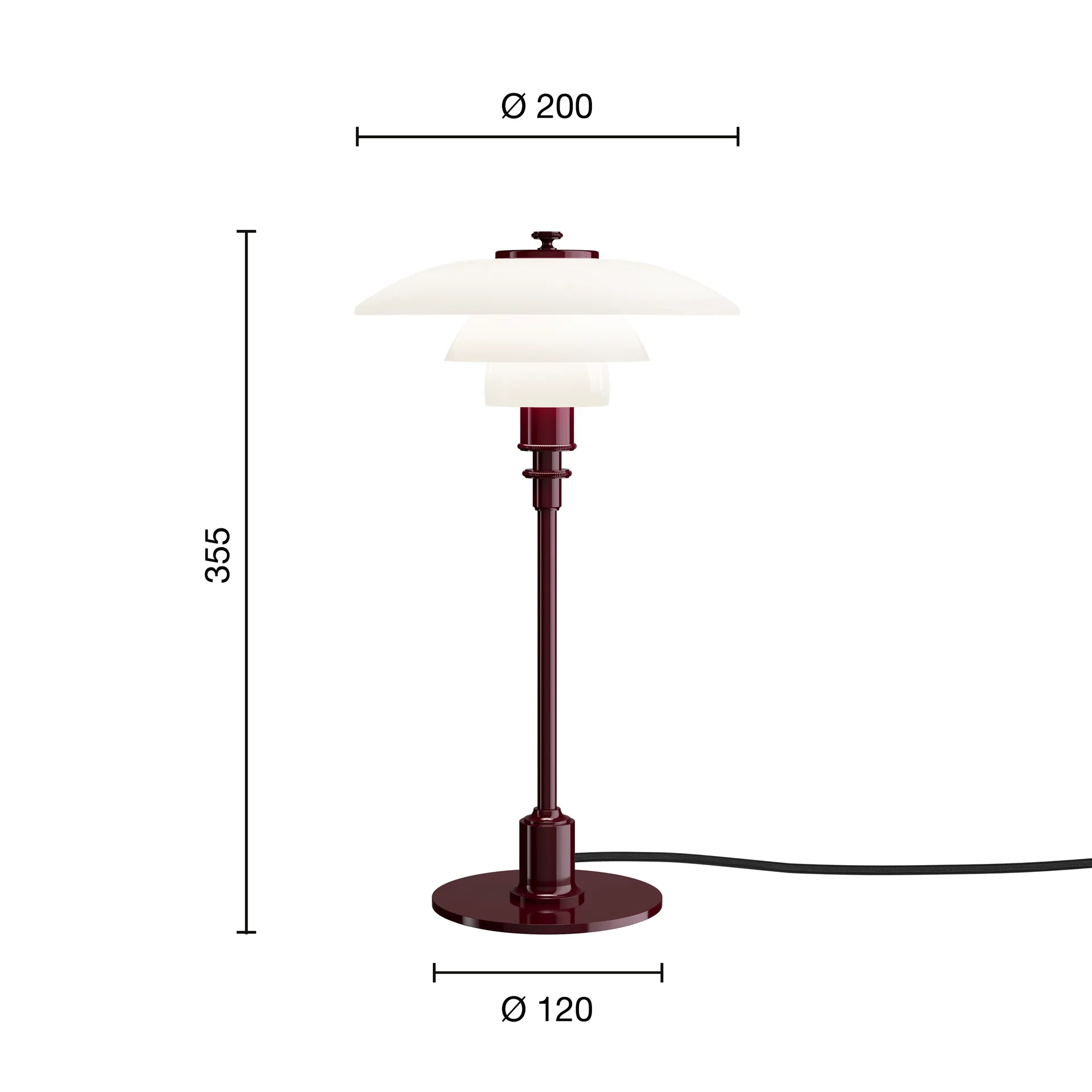 PH 2/1 table lamp, Glossy burgundy Louis Poulsen