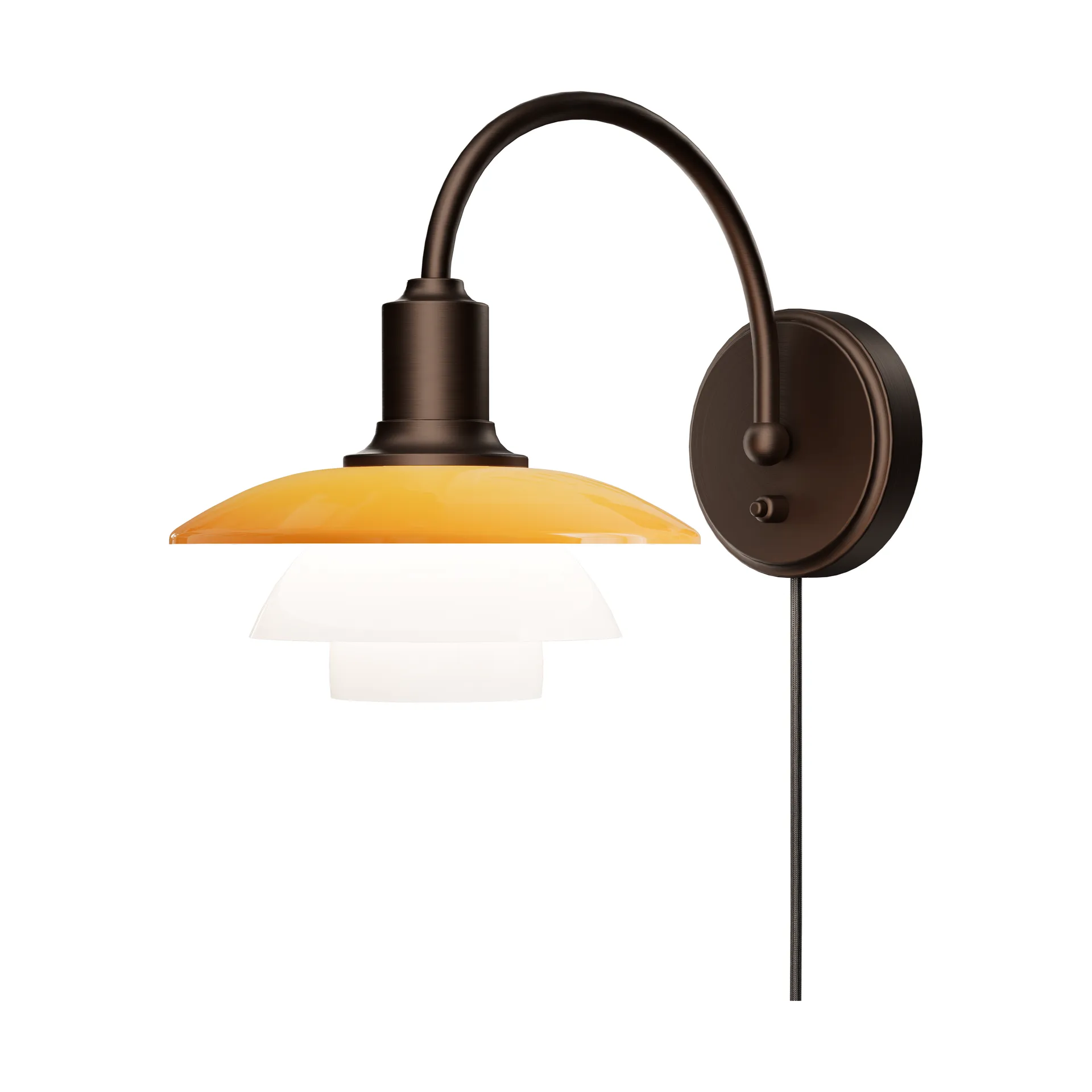 PH 2/2 Centenary Edition wall lamp, Amber-opal white, plug Louis Poulsen