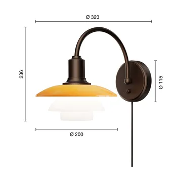 PH 2/2 Centenary Edition wall lamp - Amber-opal white, plug - Louis Poulsen