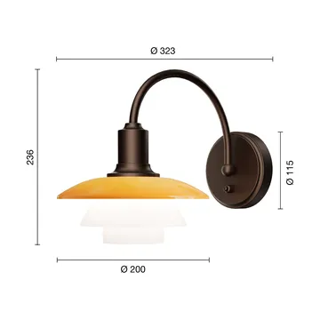 PH 2/2 Centenary Edition wall lamp - Amber-opal white, quick installation - Louis Poulsen