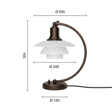 PH 2/2 Luna table lamp - Aged brass-opal glass - Louis Poulsen