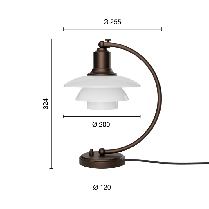 PH 2/2 Luna table lamp, Aged brass-opal glass Louis Poulsen