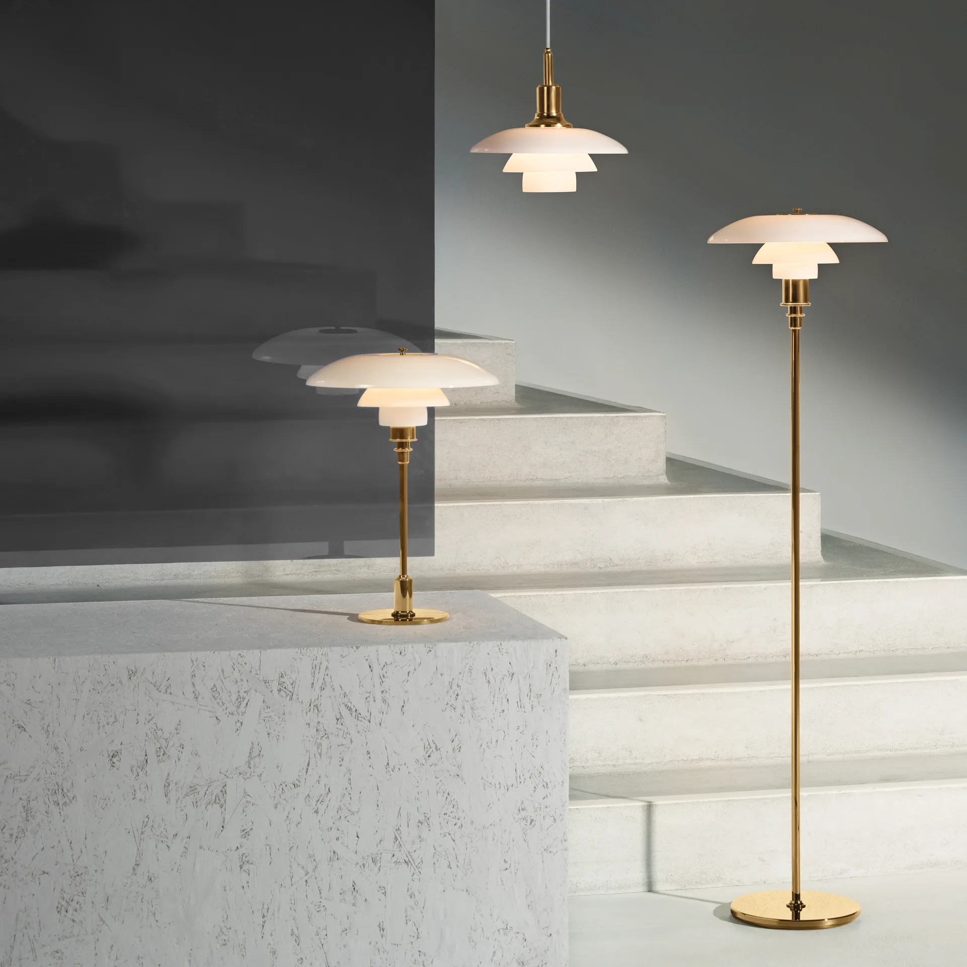 PH 3½-2½ floor lamp, Brass Louis Poulsen