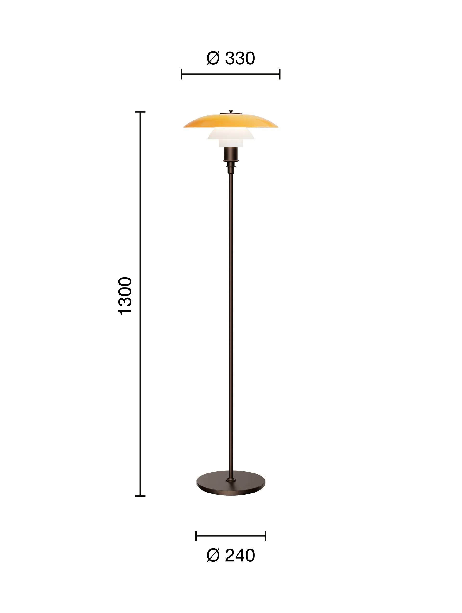 PH 3½-2½ floor lamp Centenary Edition, Amber-opal white Louis Poulsen