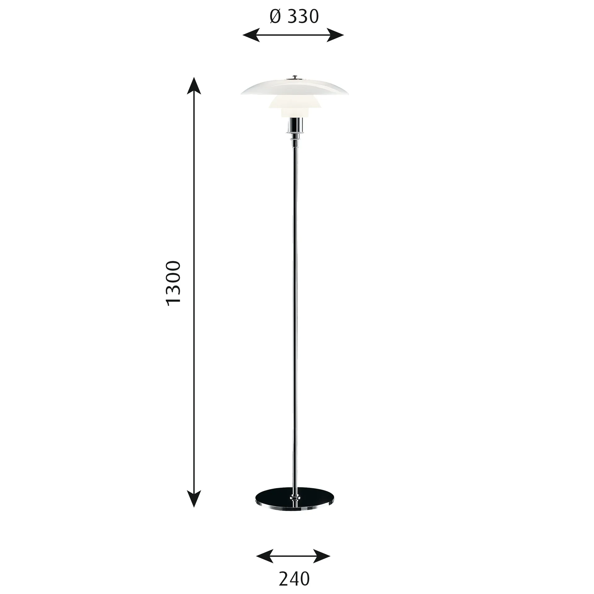 PH 3½-2½ floor lamp, Chome Louis Poulsen