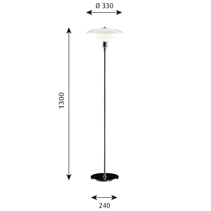 PH 3½-2½ floor lamp - Chome - Louis Poulsen