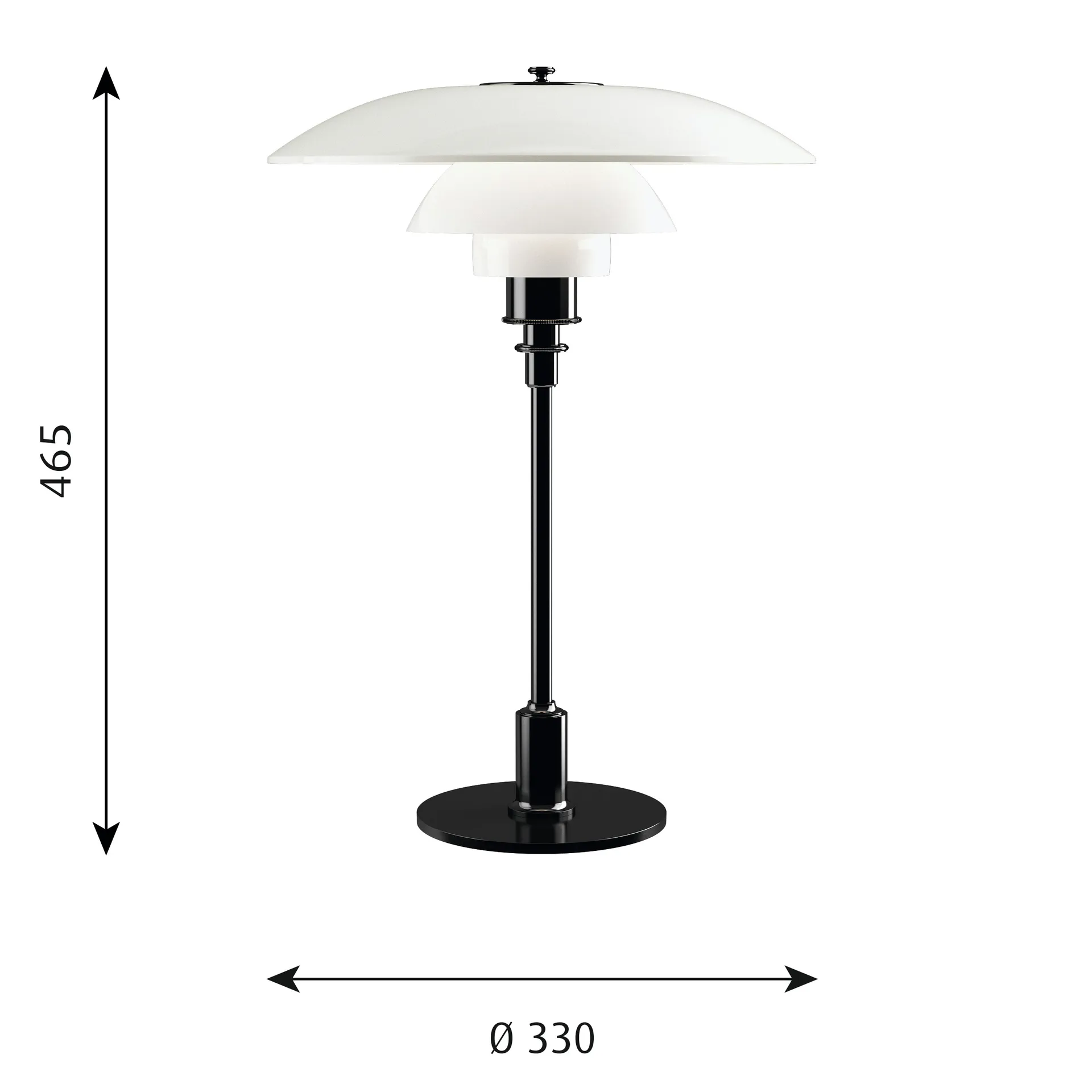 PH 3½-2½ opalglass table lamp, Black Louis Poulsen