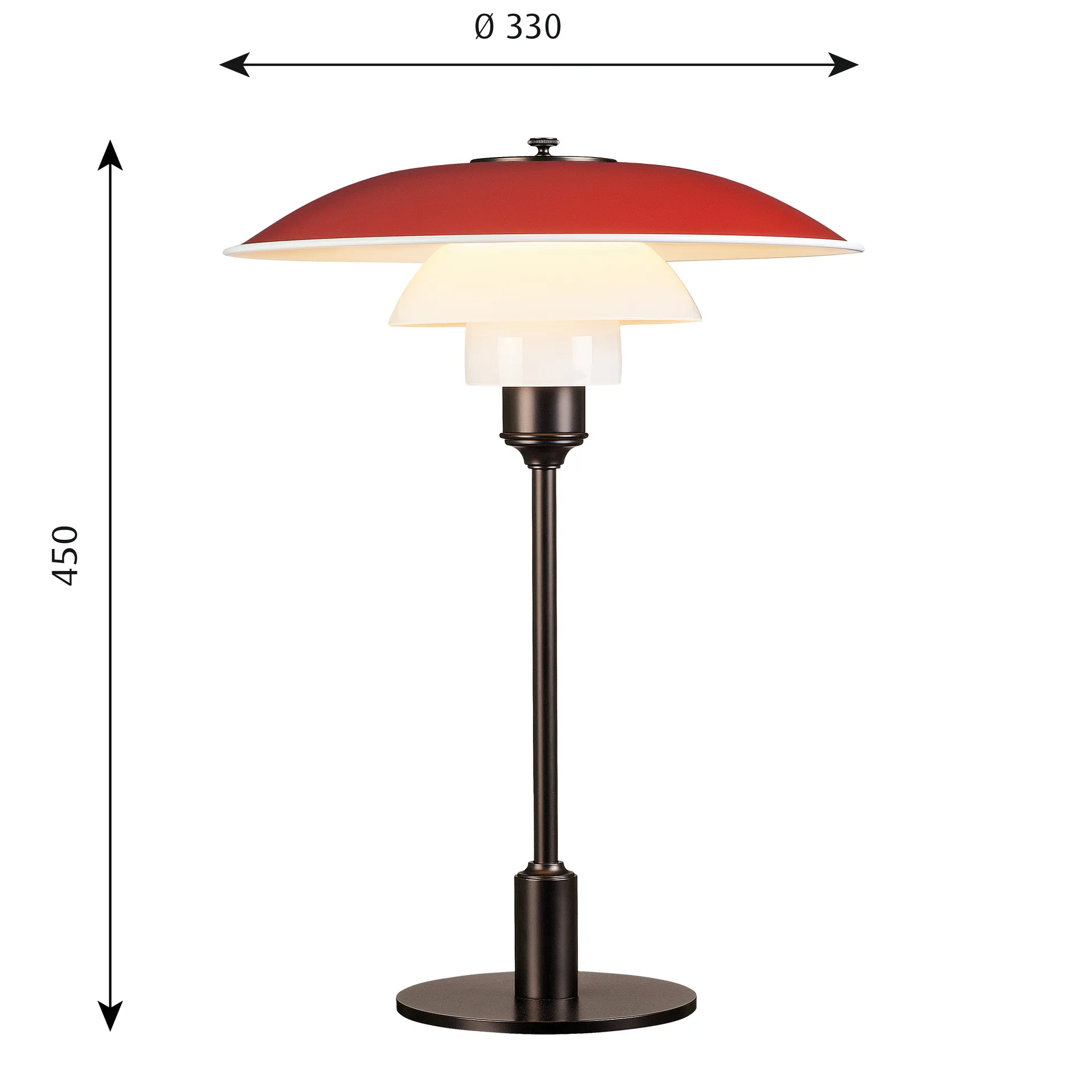 PH 3½-2½ table lamp, Red Louis Poulsen