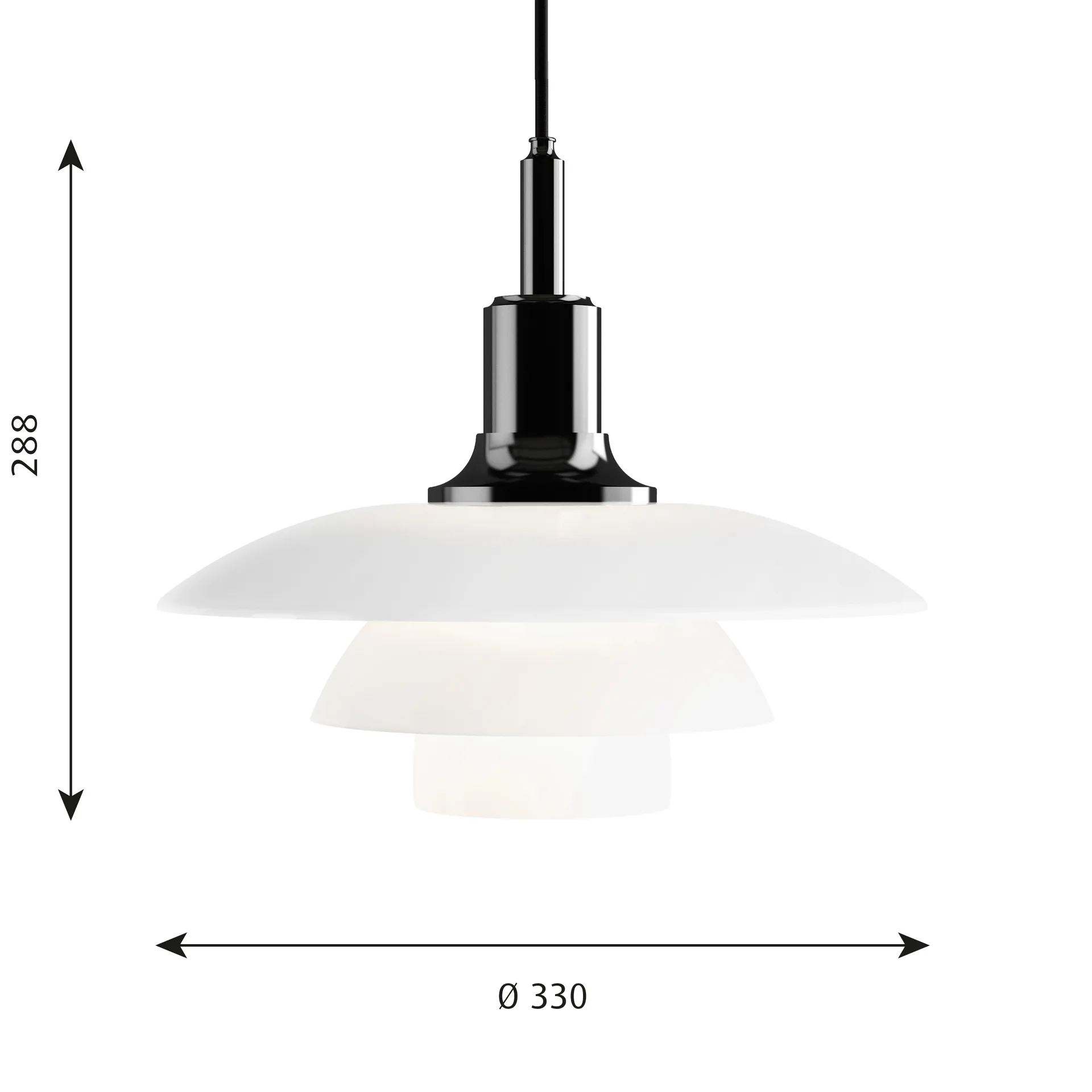 PH 3½-3 opalglass pendant lamp, Black Louis Poulsen