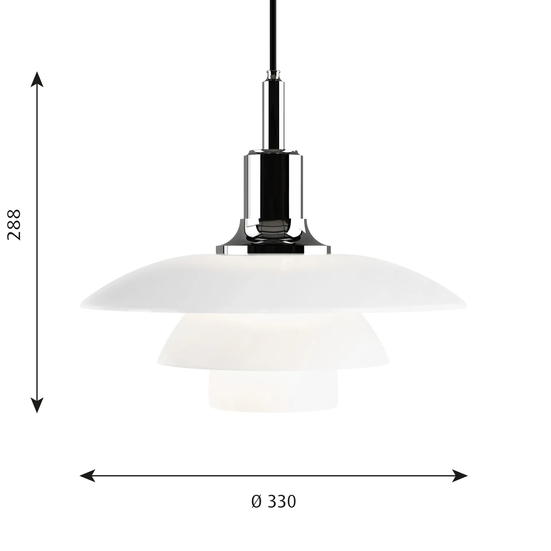 PH 3½-3 opalglass pendant lamp, Chome Louis Poulsen