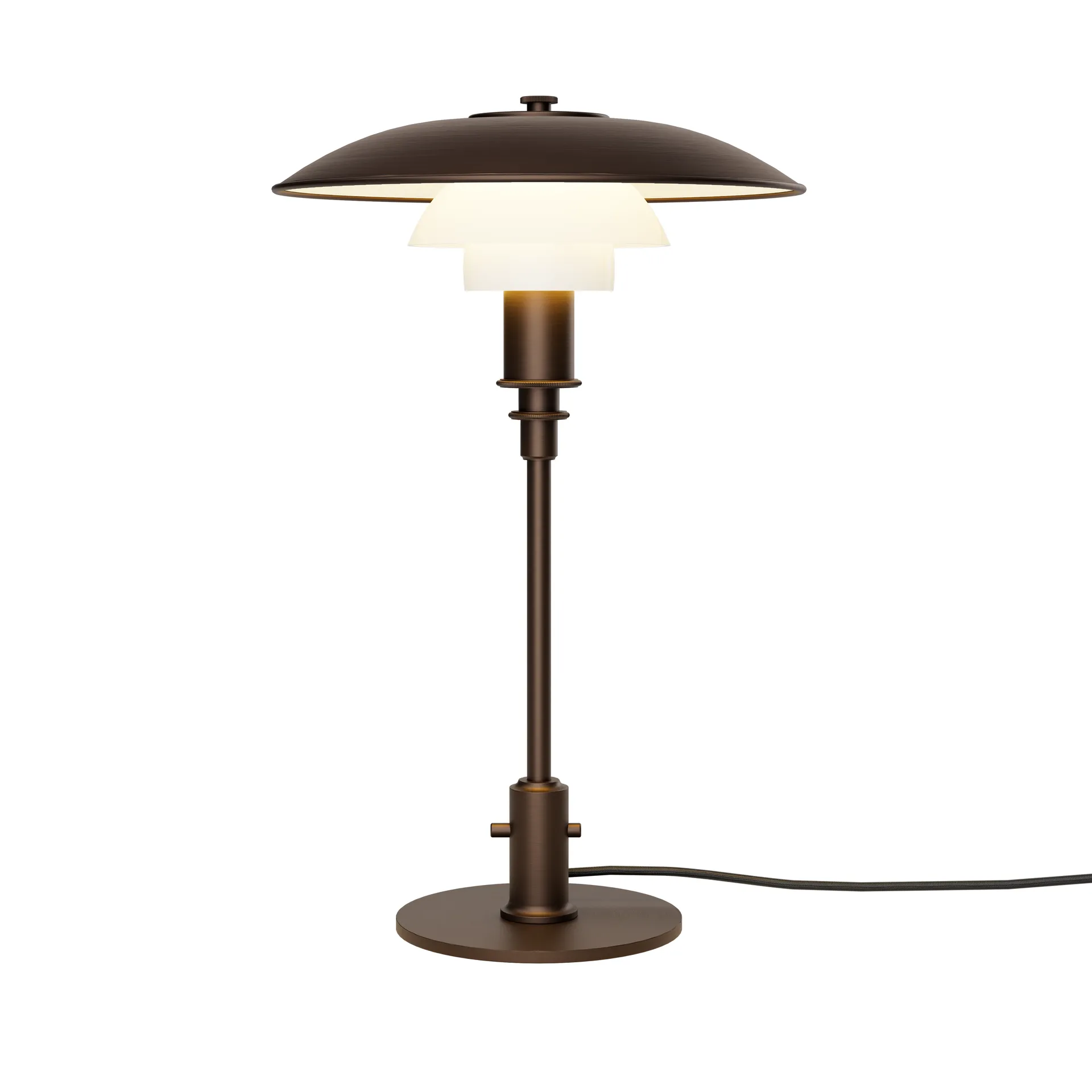 PH 3/2 Luna table lamp, Aged brass-opal glass Louis Poulsen