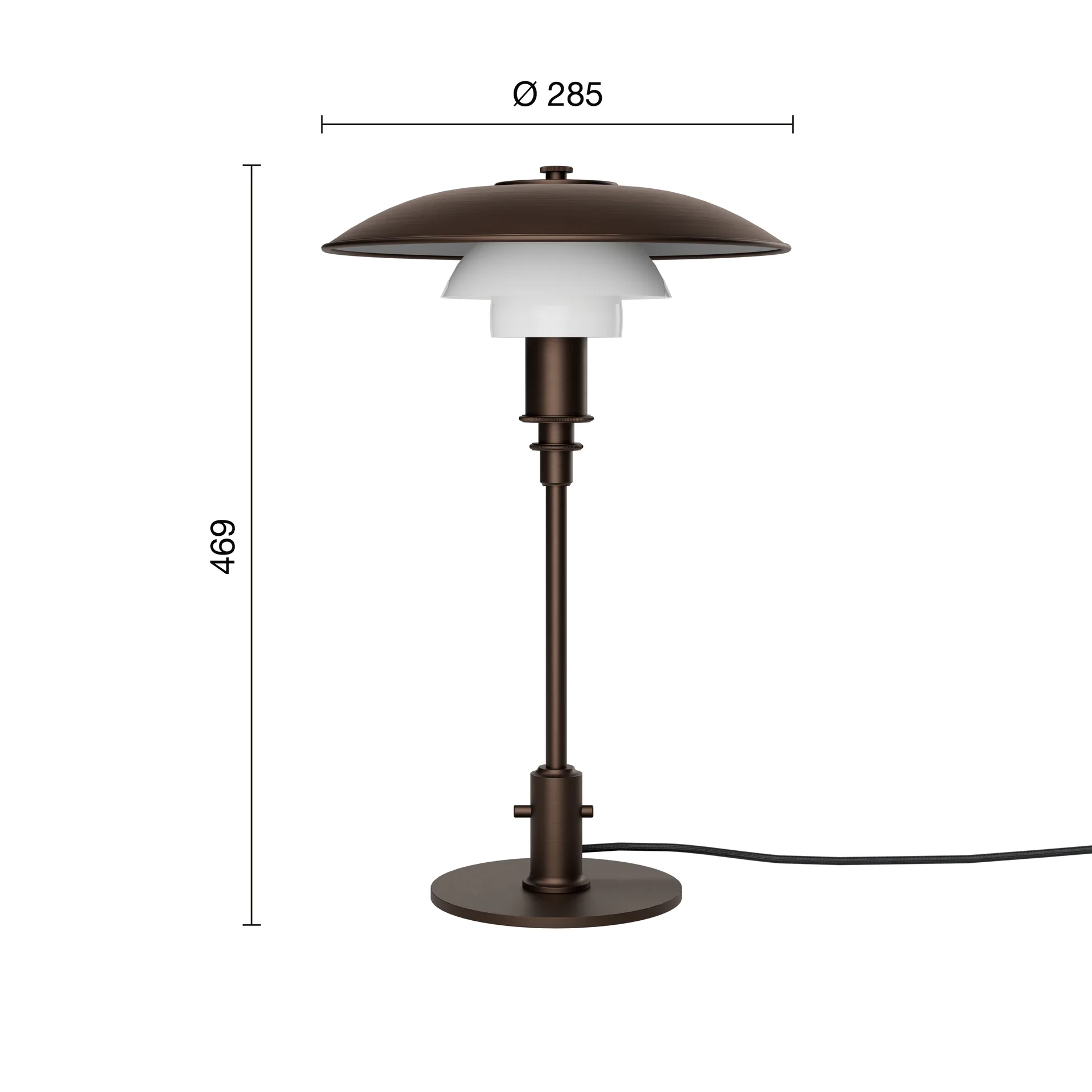 PH 3/2 Luna table lamp, Aged brass-opal glass Louis Poulsen