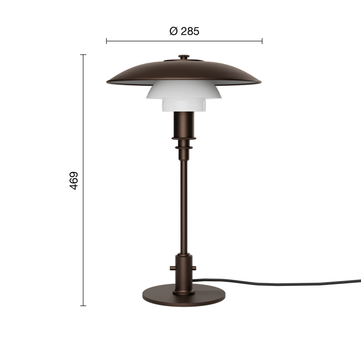 PH 3/2 Luna table lamp, Aged brass-opal glass Louis Poulsen