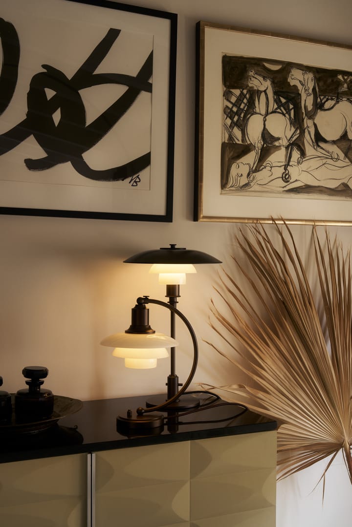 PH 3/2 Luna table lamp, Aged brass-opal glass Louis Poulsen