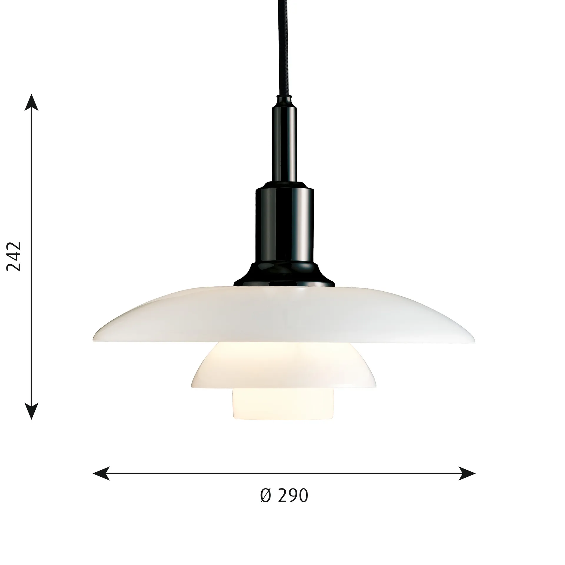 PH 3/2 pendant lamp, Black Louis Poulsen