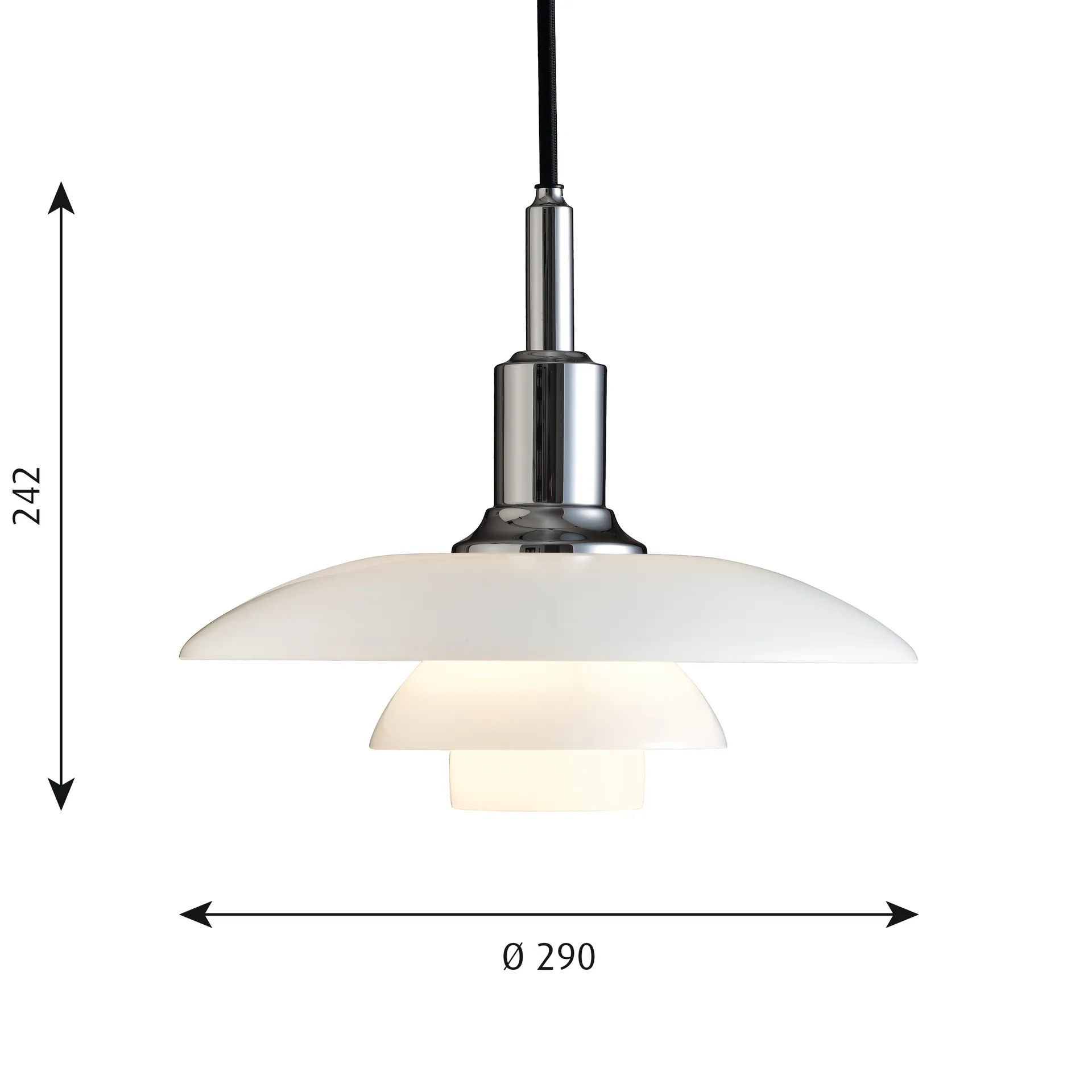 PH 3/2 pendant lamp, Chome Louis Poulsen