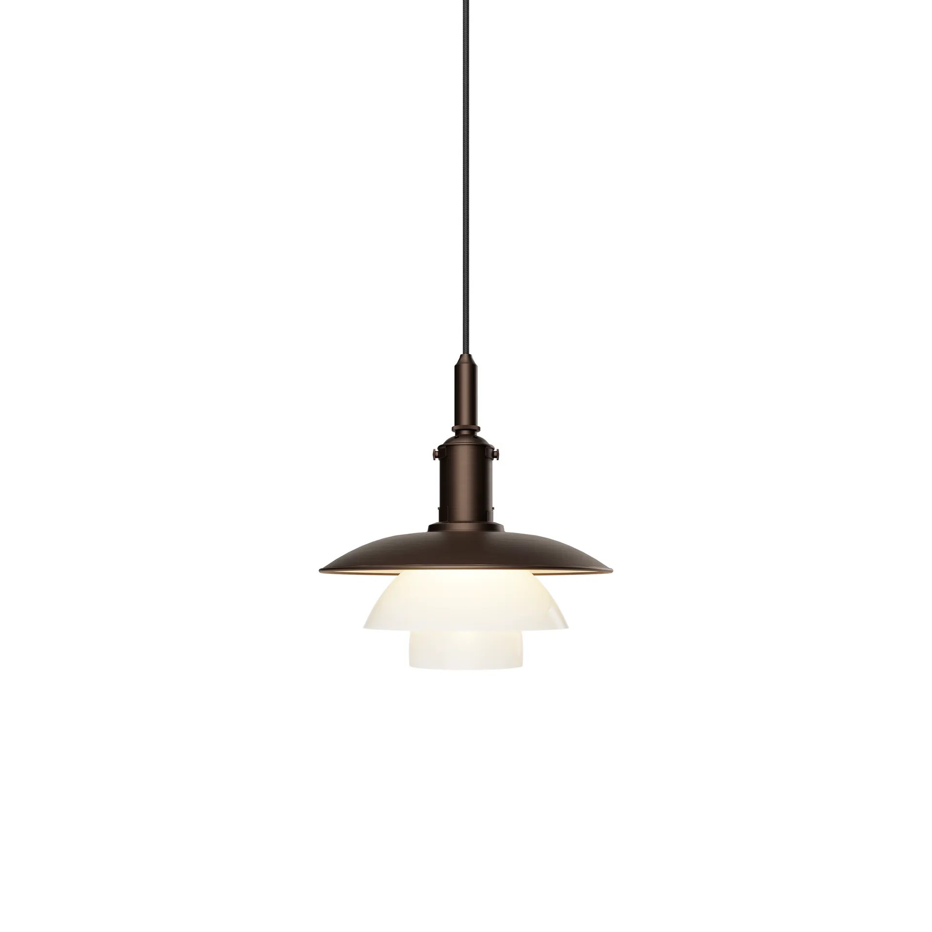 PH 3/3 Luna pendant, Aged brass-opal glass Louis Poulsen