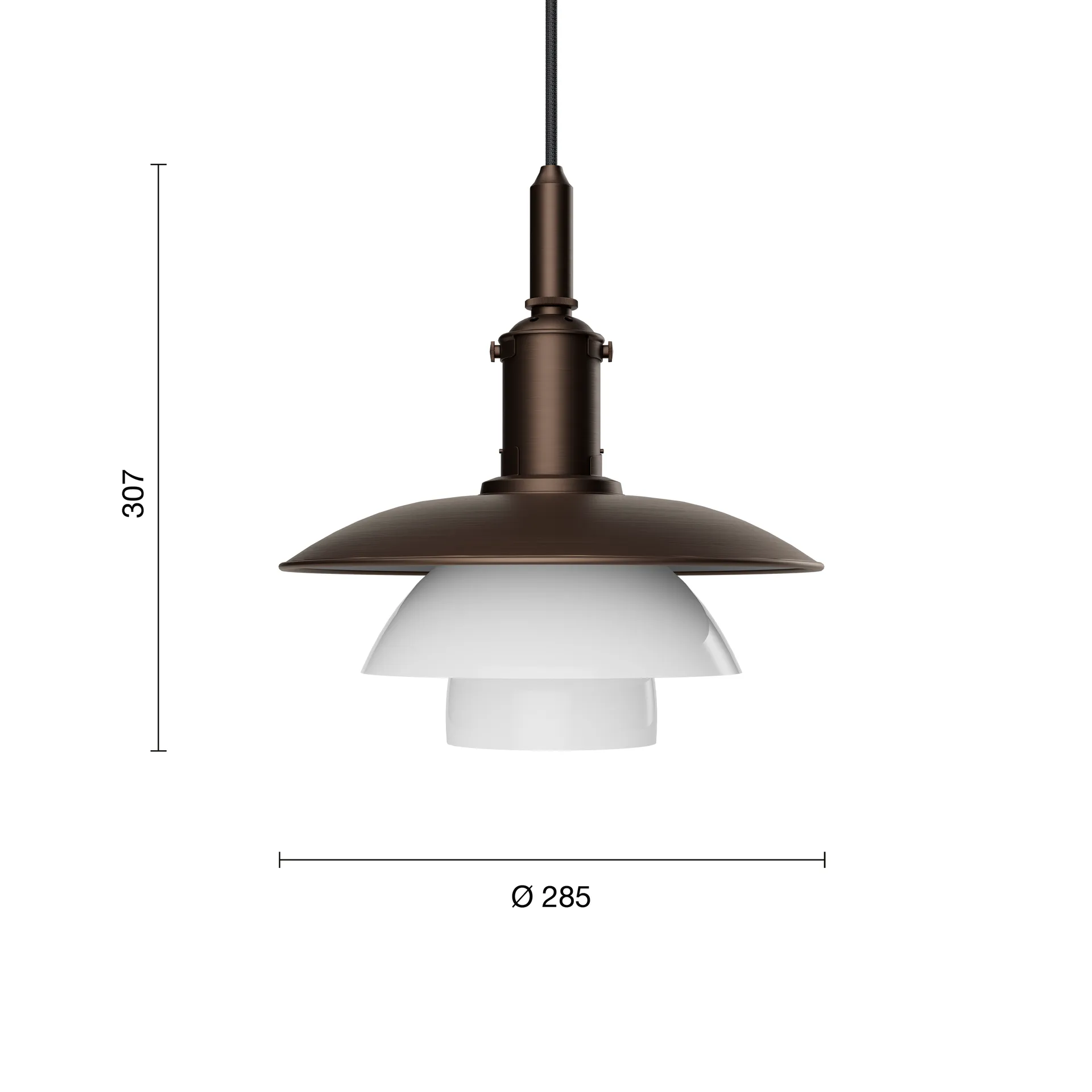 PH 3/3 Luna pendant, Aged brass-opal glass Louis Poulsen