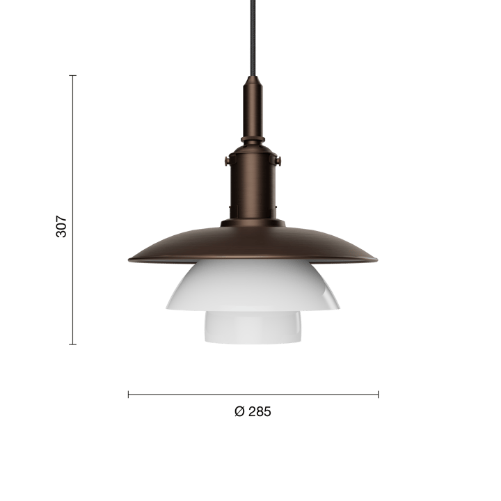 PH 3/3 Luna pendant, Aged brass-opal glass Louis Poulsen