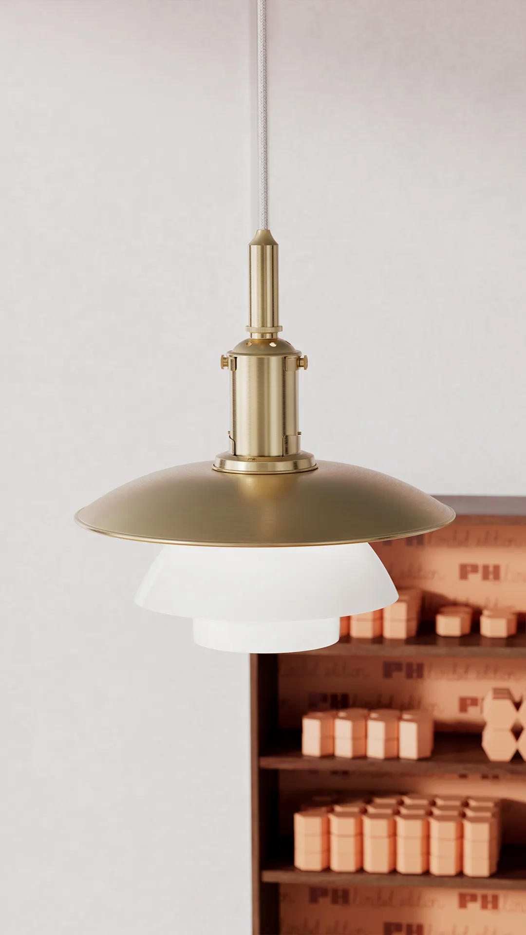 PH 3/3 pendant lamp Limited Edition, Brass-opal glass Louis Poulsen