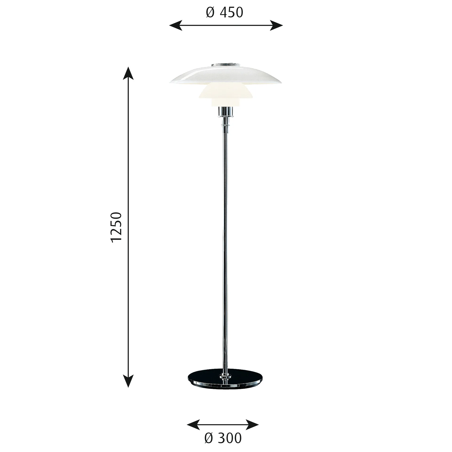 PH 4½-3½ floor lamp, Chome Louis Poulsen