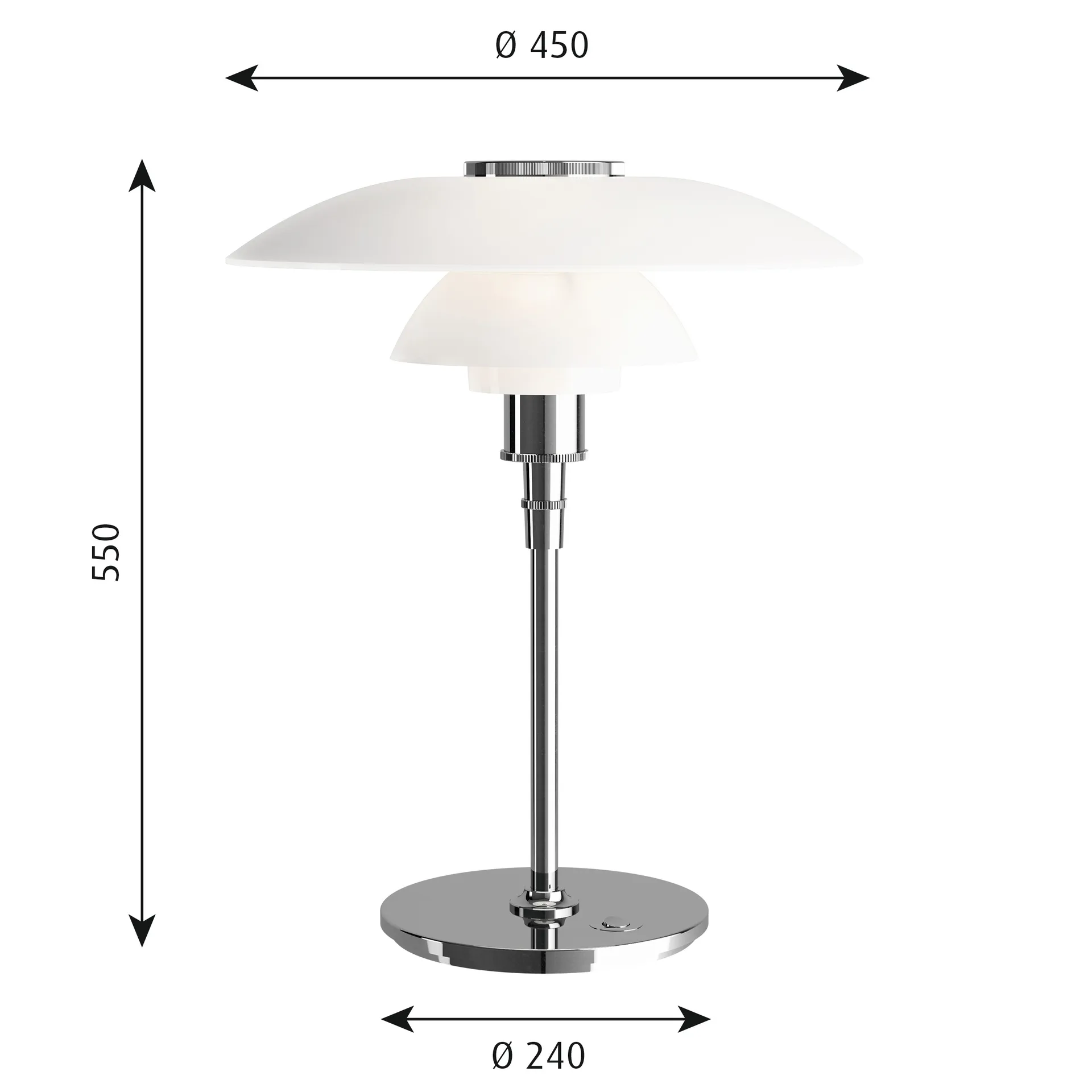 PH 4½-3½ table lamp, Chome Louis Poulsen