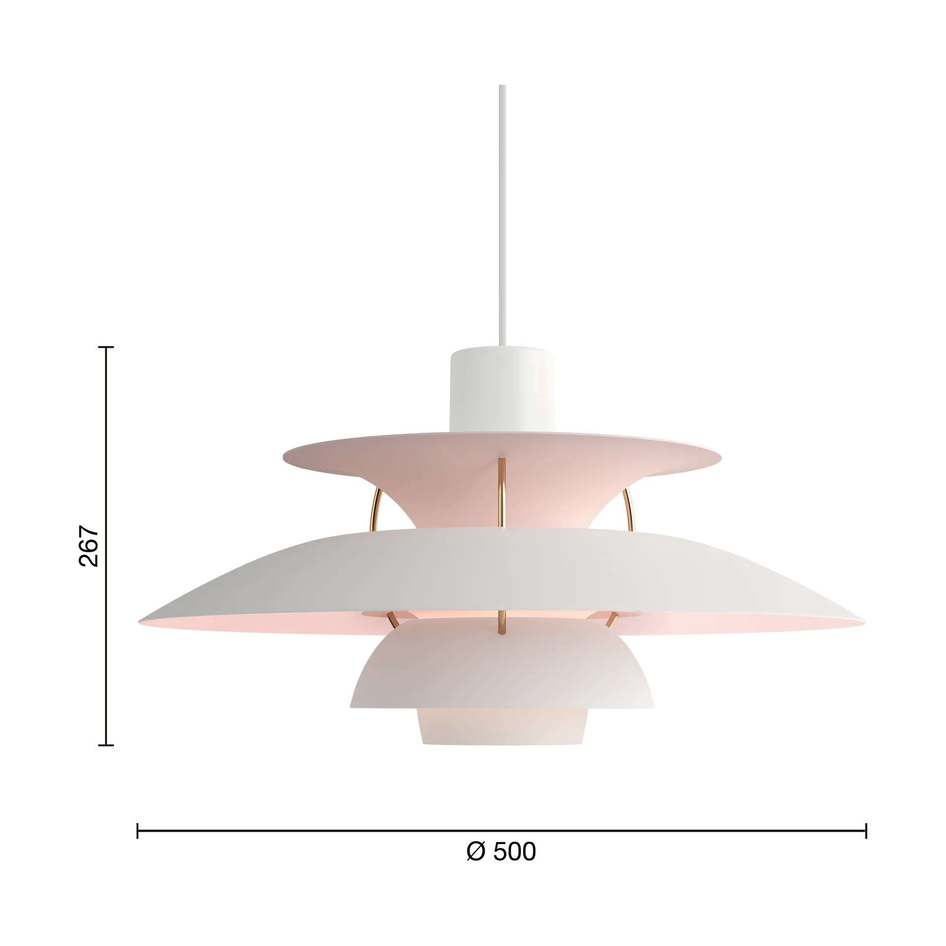 PH 5 Anniversary edition pendant lamp, Matte white-pale rose Louis Poulsen