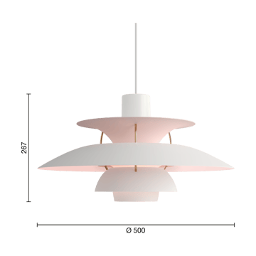 PH 5 Anniversary edition pendant lamp - Matte white-pale rose - Louis Poulsen