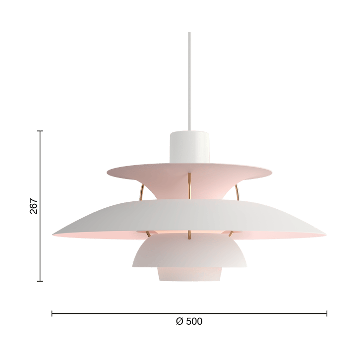 PH 5 Anniversary edition pendant lamp - Matte white-pale rose - Louis Poulsen